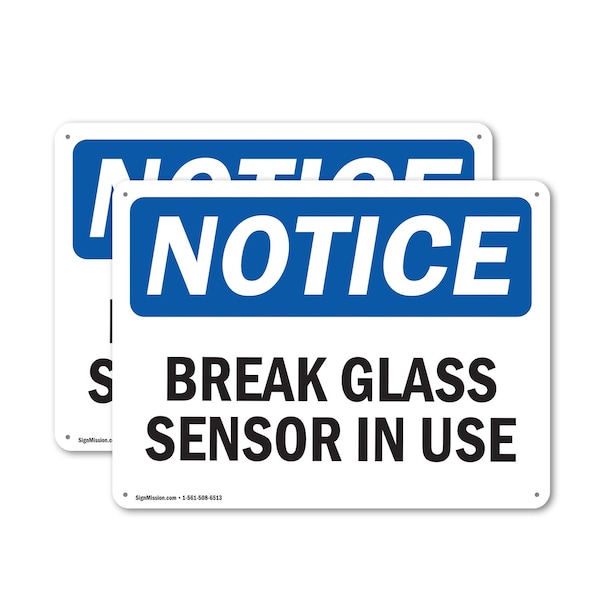Signmission Glass Break Sensor In Use, 14 in W x Rectangle, Plastic OS-2PACK-NS-P-1014-L-13108 - main